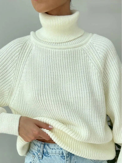 Damen Strickpullover mit hohem Kragen von Heidi-Mode