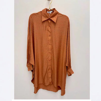 Damen Bluse mit glitzernden Details und lässigem Schnitt Heidi-Mode