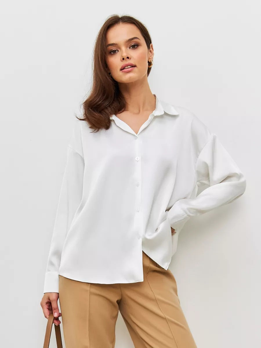 Damen Elegantes Blusenoberteil aus hochwertigem Satin Heidi-Mode