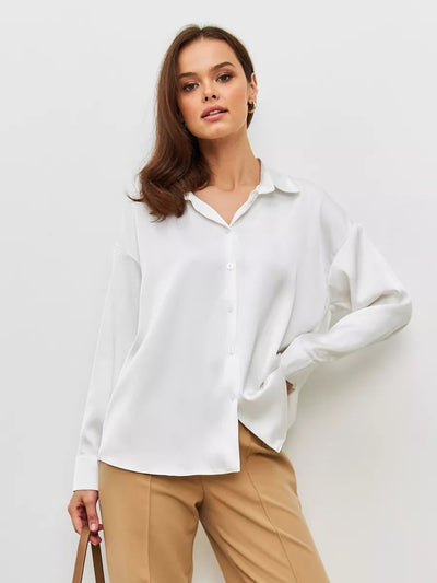 Damen Elegantes Blusenoberteil aus hochwertigem Satin Heidi-Mode