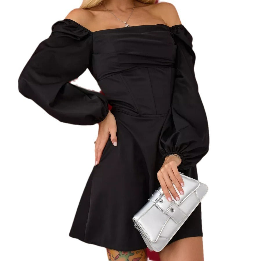 Damen elegantes Kleid mit hochwertigen Raffungen und puffärmeligen Details Heidi-Mode