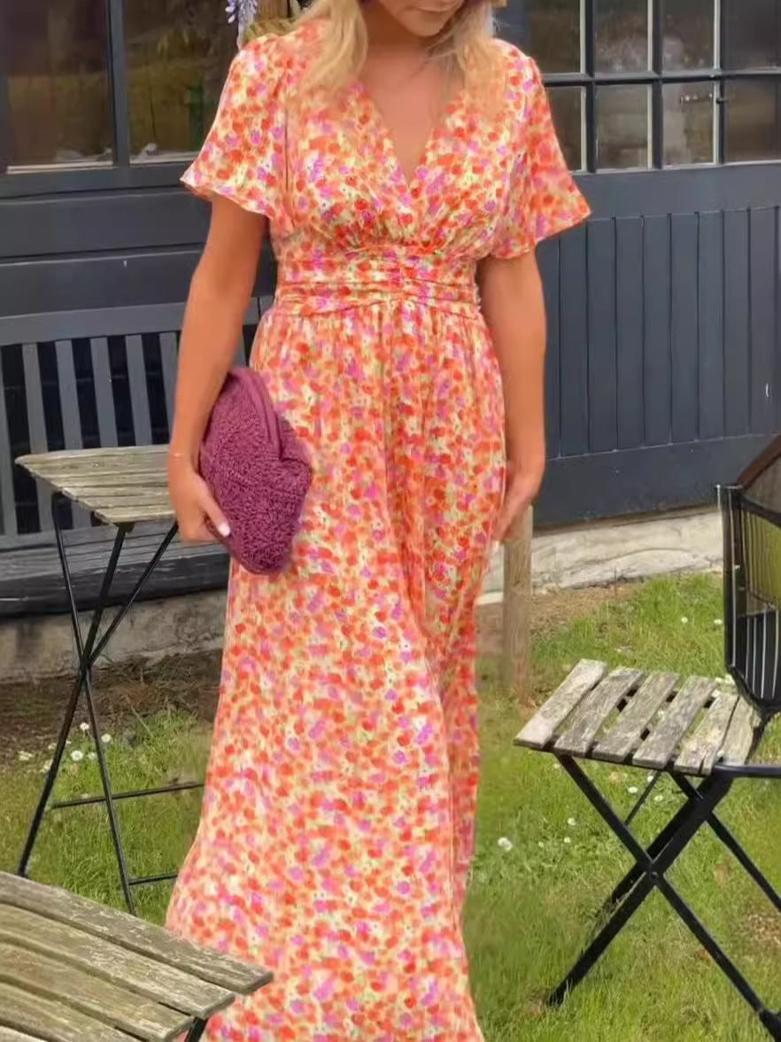 Damen Maxikleid mit voluminösen Ärmeln und tailliertem Schnitt Heidi-Mode
