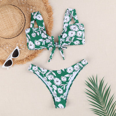 Damen Floral Print Bindefront Bikini Set Heidi-Mode