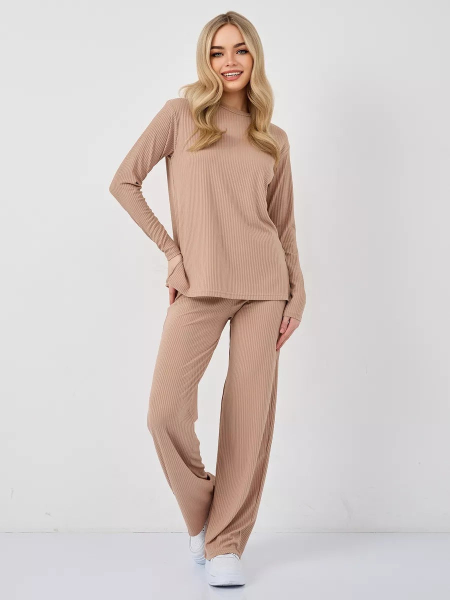 Damen cropped Langarmshirt mit modernem Knotendesign und feiner Rippstruktur Heidi-Mode