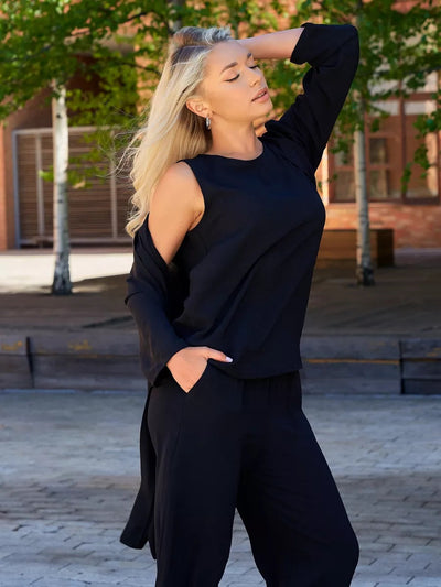 Damen legerer Jumpsuit mit offenem Ärmel und elastischem Taillengürtel Heidi-Mode