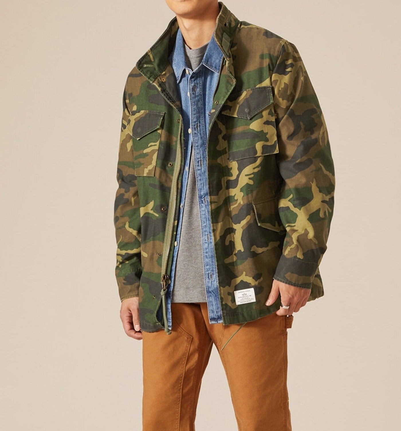 Herren multifunktionale Parkajacke mit verstellbarem Kragen und stabilen Taschen Aliams