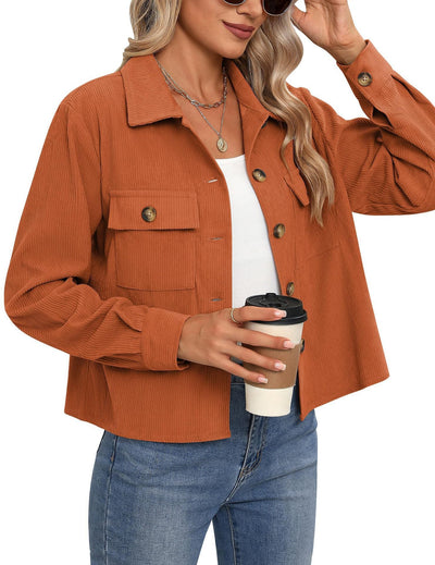 Damen lässige Utility-Jacke mit Knopfverschluss und praktischen Brusttaschen Heidi-Mode