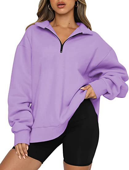 Damen Bequemer Oversized Pullover mit Reißverschluss Heidi-Mode