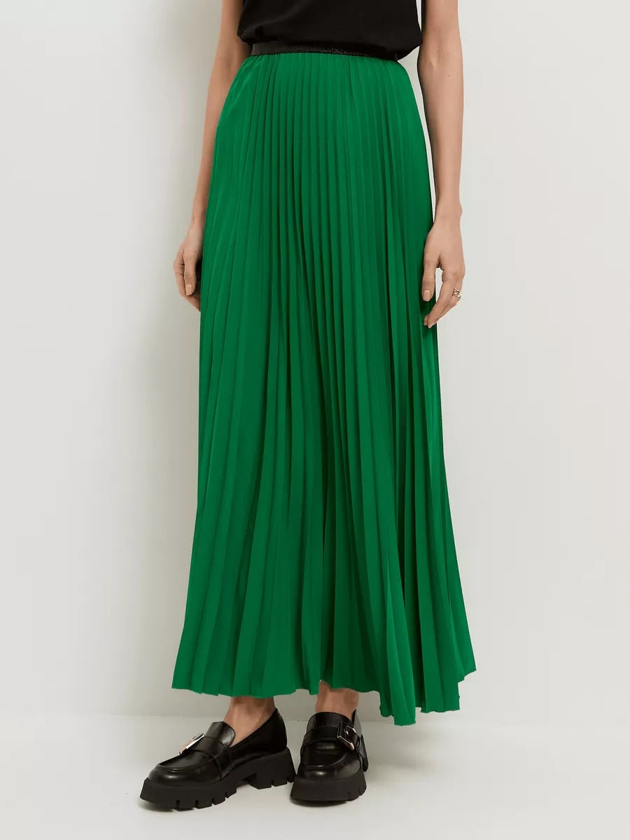 Damen Plissierter Maxirock mit elegantem Bund und fließendem Fall Heidi-Mode