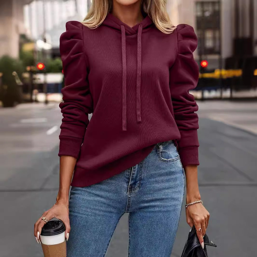 Damen Kapuzenpullover mit puffärmel und elegantem Schnitt Heidi-Mode