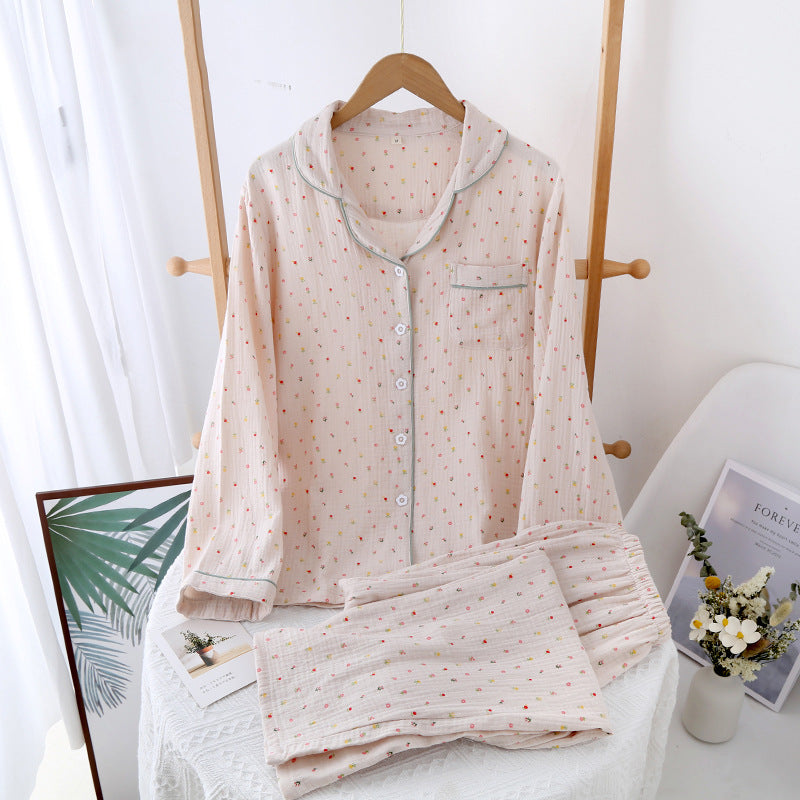 Gillian – Doppel-lagige lockere All-Cotton Crepe Pyjama-Anzug