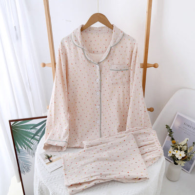 Gillian – Doppel-lagige lockere All-Cotton Crepe Pyjama-Anzug