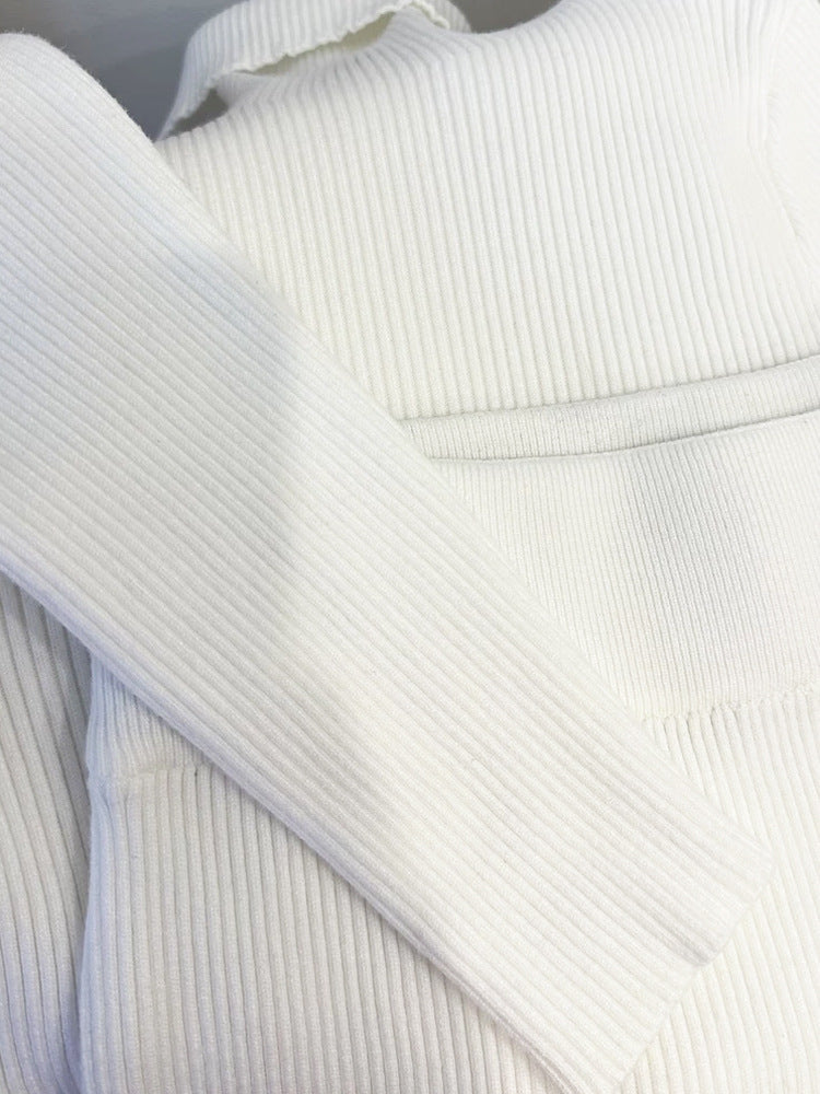 Damen Strick-Oberteil und Midi-Rock Set mit hohen Schlitz-Details Heidi-Mode