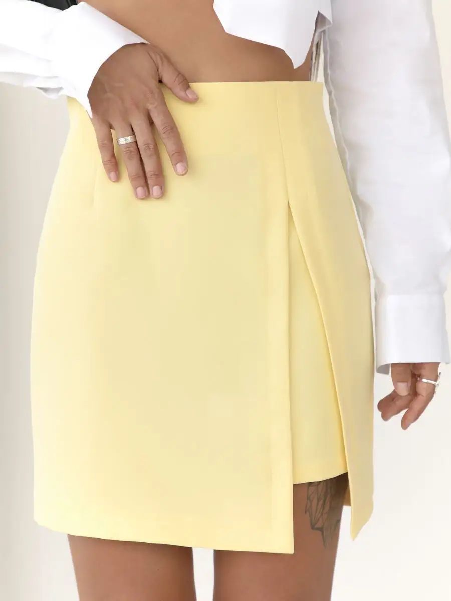 Damen modischer Minirock mit hoher Taille und seitlichem Schlitz Heidi-Mode