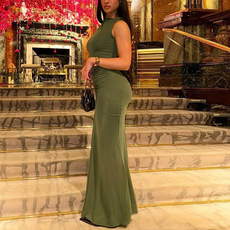 Damen figurbetontes Maxikleid mit raffinierten Rüschendetails und elegantem Schnitt Heidi-Mode