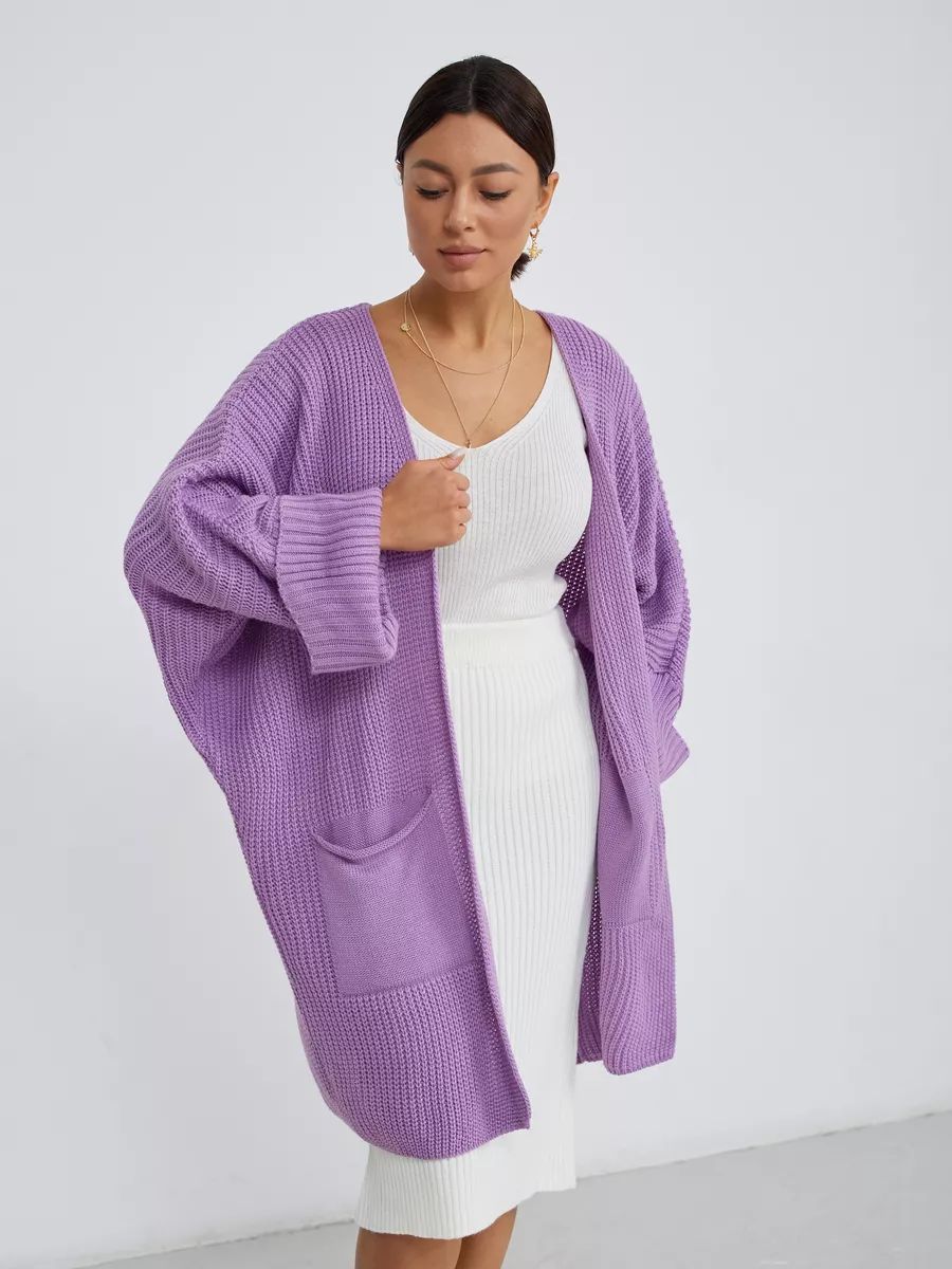 Damen modischer Strickcardigan mit lässigem Schnitt und praktischen Taschen Heidi-Mode