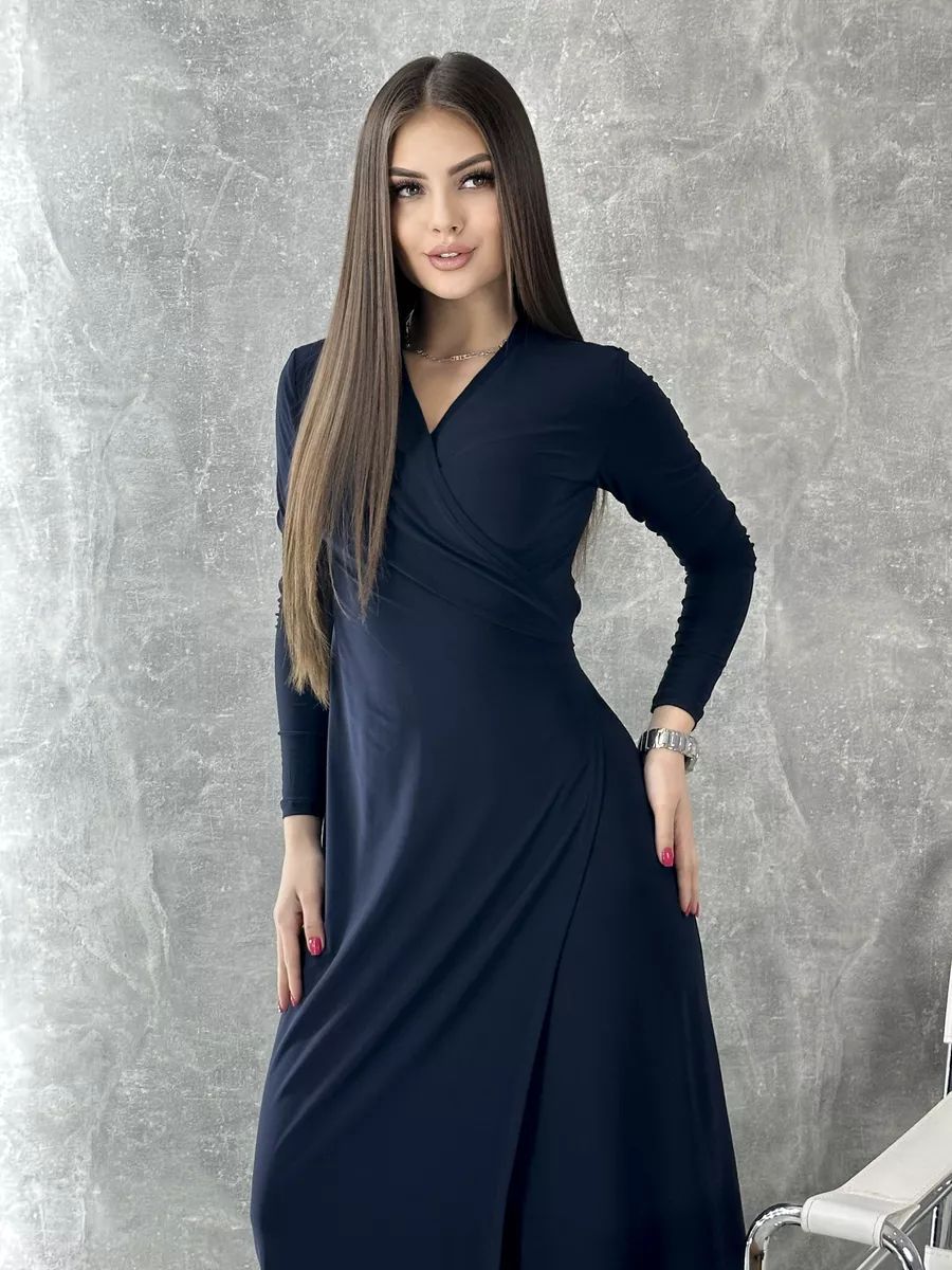 Damen Wickelkleid mit tiefem V-Ausschnitt und eleganter Raffung Heidi-Mode