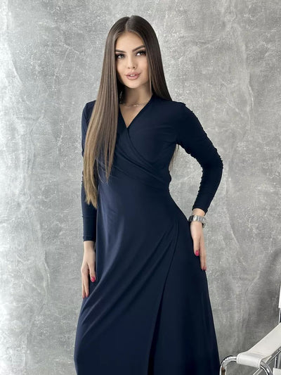 Damen Wickelkleid mit tiefem V-Ausschnitt und eleganter Raffung Heidi-Mode