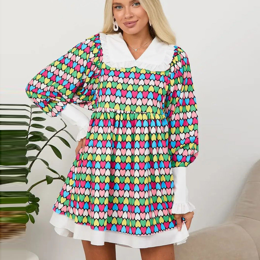 Damen Minikleid mit großzügigem Kragen und lässigem Leoprint Heidi-Mode