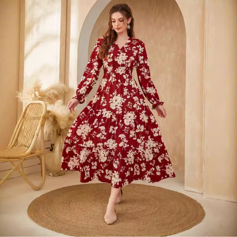 Angela – Slim V-Ausschnitt Langarm-Kleid