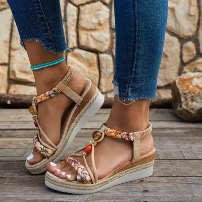 Claire – Gewebte Sandalen aus Hanf mit Plattform für Damen