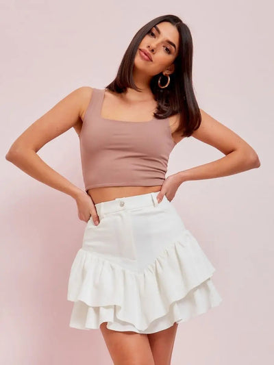 Damen Jeansrock mit Rüschendetails und hohem Bund Heidi-Mode