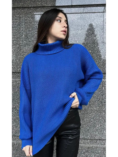 Damen kuscheliger Strickpullover mit weitem Schnitt und modernem Design Heidi-Mode