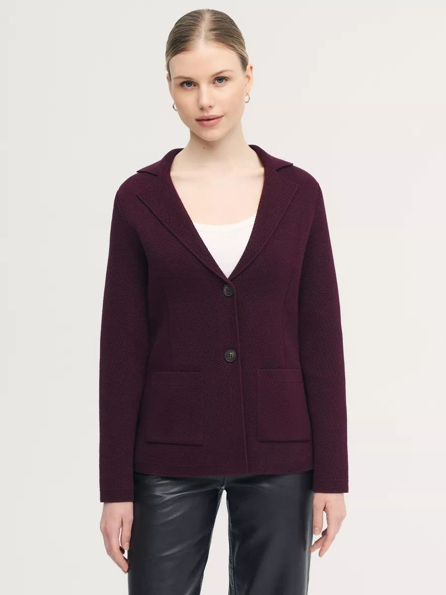 Damen strukturierte Blazerjacke mit elegantem Revers und funktionalen Taschen Heidi-Mode