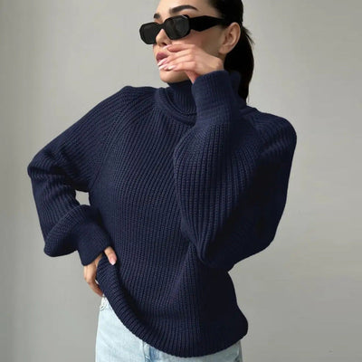 Damen Strickpullover mit hohem Kragen von Heidi-Mode