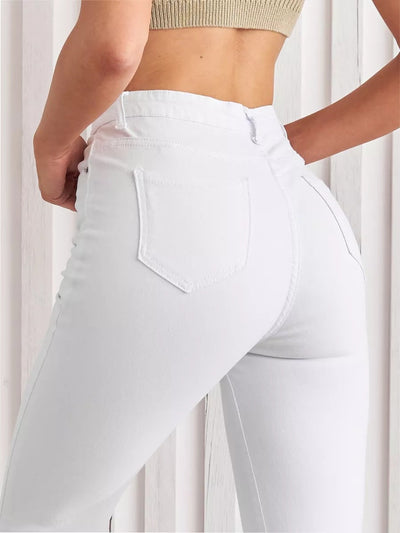 Damen High-Waist Jeans im klassischen Schnitt mit formender Passform Heidi-Mode