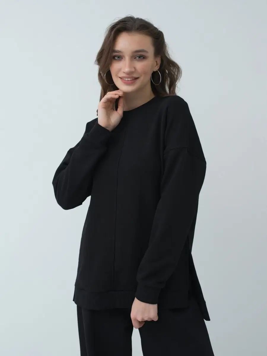 Damenoversized Pullover mit seitlichen Schlitzen und lässigem Schnitt Heidi-Mode