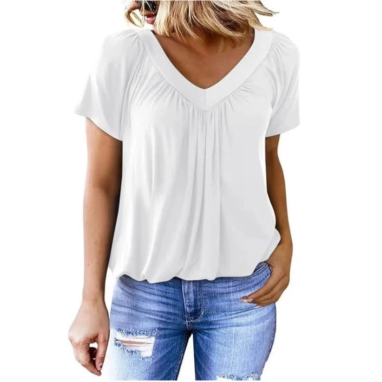 Damen V-Ausschnitt Bluse mit weichem Fall und modischem Schnitt Heidi-Mode