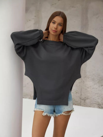Damen Oversized Sweatshirt mit einzigartiger Schulterpartie und lässigem Schnitt Heidi-Mode