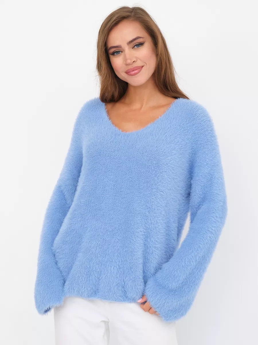Damen kuscheliger Strickpullover mit weitem Schnitt und eleganten Details Heidi-Mode
