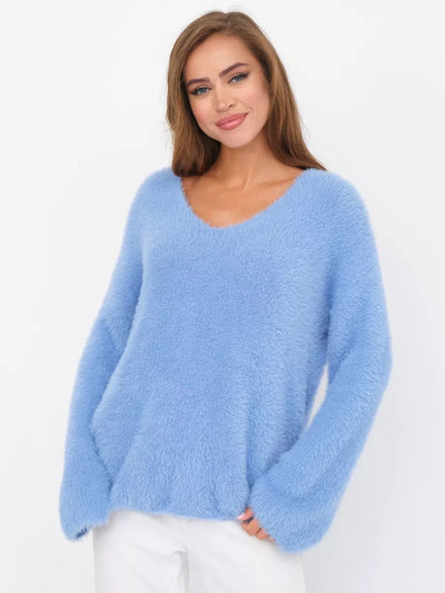 Damen kuscheliger Strickpullover mit weitem Schnitt und eleganten Details Heidi-Mode