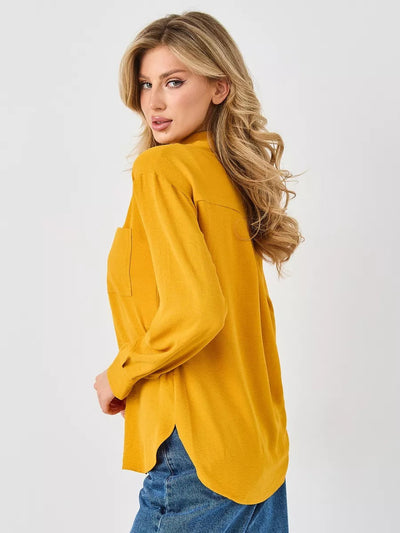 Damen lässiges Overshirt mit Button-Down-Kragen und Brusttasche Heidi-Mode