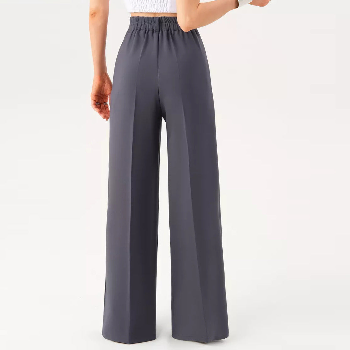 Damen elegantes Wickeloberteil mit voluminösen Ärmeln und hoch taillierten Palazzo-Hosen Heidi-Mode