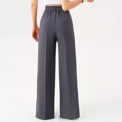 Damen elegantes Wickeloberteil mit voluminösen Ärmeln und hoch taillierten Palazzo-Hosen Heidi-Mode