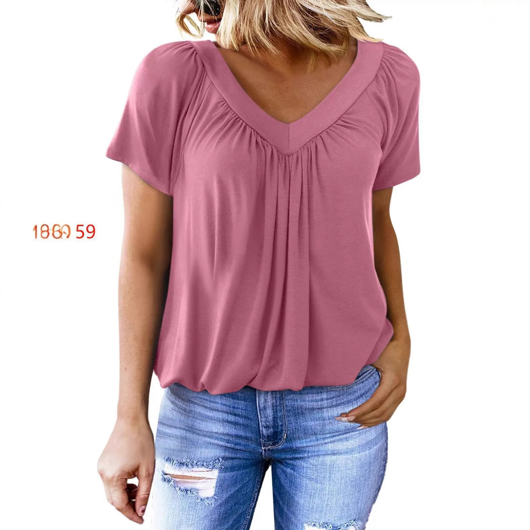Damen V-Ausschnitt Bluse mit weichem Fall und modischem Schnitt Heidi-Mode
