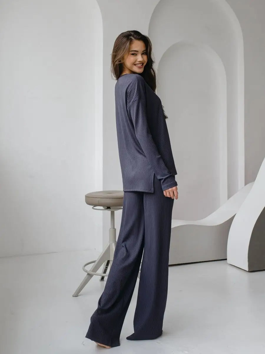 Damen bequemer Loungeanzug mit langem Ärmel und weitem Schnitt Heidi-Mode