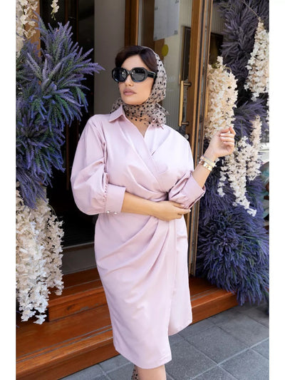 Damen Wickelkleid mit eleganter Drapierung und tailliertem Schnitt Heidi-Mode