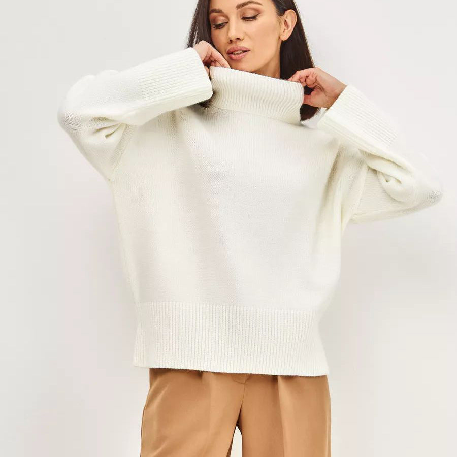 Damen lässiger Rollkragenpullover aus weichem Material Heidi-Mode
