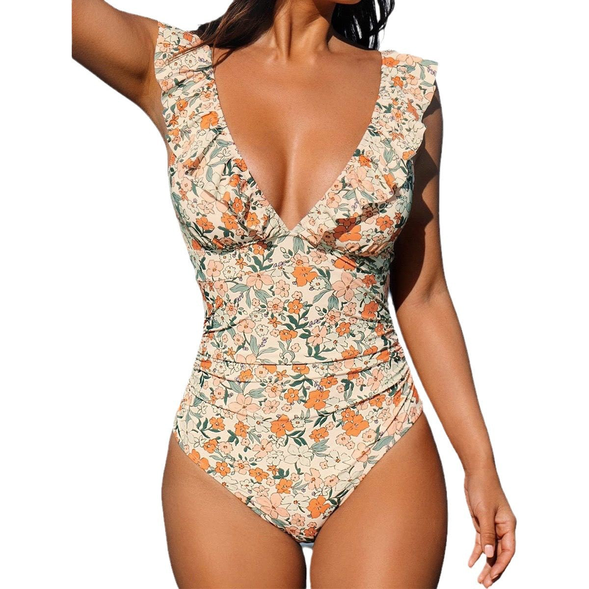 Damen Badeanzug mit Rüsche Heidi-Mode