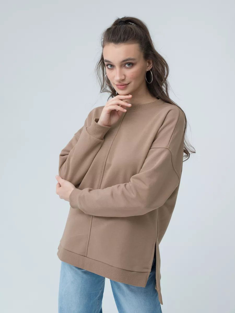 Damenoversized Pullover mit seitlichen Schlitzen und lässigem Schnitt Heidi-Mode
