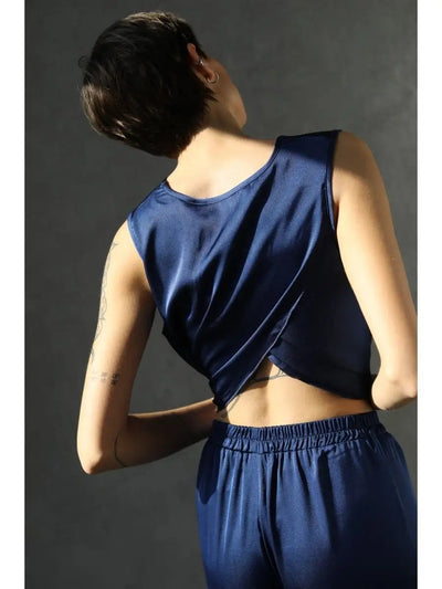 Damen eleganter Satin-Schlafanzug mit großzügigem Schnitt und feiner Textur Heidi-Mode