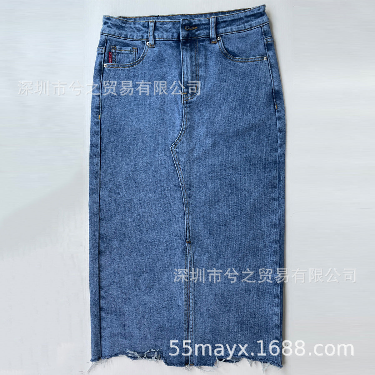 Damen Midirock mit seitlichem Schlitz und fransigem Saum Heidi-Mode