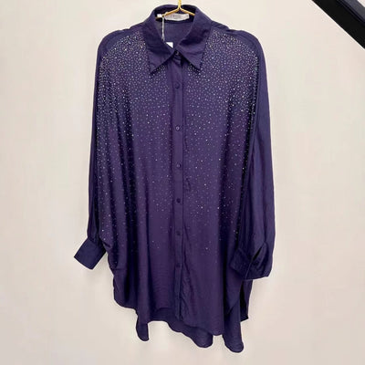 Damen Bluse mit glitzernden Details und lässigem Schnitt Heidi-Mode