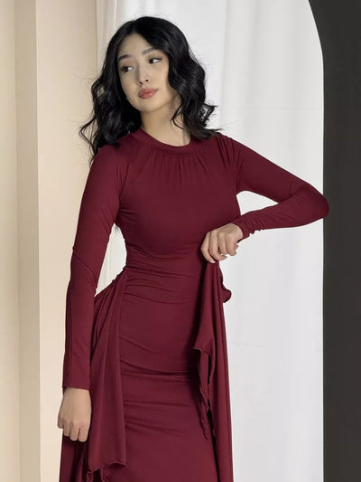 Damen Maxikleid mit fluidem Schnitt und elegantem Wickeldesign Heidi-Mode