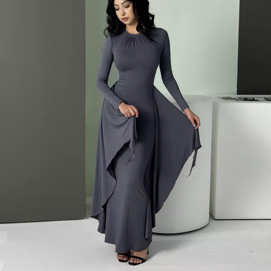 Damen Maxikleid mit fluidem Schnitt und elegantem Wickeldesign Heidi-Mode