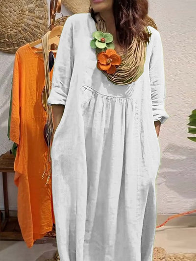 Damen Leichtes Sommerkleid mit eleganten Taschen und bequemen Zugdetails Heidi-Mode